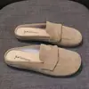 Meias-calçados Fechados de Couro Macio, Sola Macia, Tendência Retrô Estilo Birkenstock para Mulheres, Novos Sapatos Planos Preguiçosos para Calçar e Tirar, para Uso Externo na Primavera/Verão