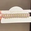 Pulsera de Perlas de Doble Capa con Circonita Chapada en Oro Real de 14k Cadena de Mano Simple Francesa Moderna Joyería de Mano de Lujo Ligero de Alta Gama para Mujeres