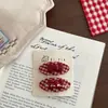 Excelente Pinza para el Cabello de Lunares Rojos a Cuadros de Año Nuevo, Linda Pinza BB de Lazo de Gato, Goma para el Cabello No Dañina para Niños