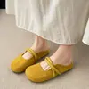 2026 Ropa de Abrigo Zapatillas de Verano Zapatos de Terciopelo Moda Versátil de Verano Mocasines sin Talón Puntera Cerrada para Mujer Nuevos Simples Superficie Suave