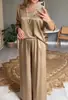 Fuente transfronteriza de productos Europa y Estados Unidos Amazon 2024 nuevo traje moda temperamento casual cuello en V manga corta pantalón de pierna ancha traje