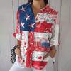 Estación Independiente Transfronteriza Camisa de Verano para Mujer Nueva Tendencia Europea y Americana Estampado Digital 3D Manga Tres Cuartos Hombros Descubiertos