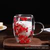 Vaso de Vidrio Hecho de Vidrio de Borosilicato Alto para Jugo y Leche, con Asa, Aislamiento de Perlas Integrado, Vaso de Doble Pared con Asa