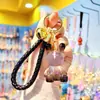 Llavero de Conejo Transparente de Cristal Degradado Colgante Creativo de Oso Celebridad de Internet para Pareja Bolso Escolar Llavero Exquisito para Llave de Coche de Mujer
