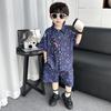 Terno para Meninos Camisa Bonita Kidsren Verão 2025 Novo Conjunto Moderno de Verão de Manga Curta Fino de Duas Peças para Bebê Menino