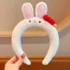 Faixa de Cabelo Fofa de Coelho com Espinheiro Candied Desenho Animado Pelúcia Criativa para Lavar o Rosto Rosa Paraíso do Gato Kt Acessórios de Cabelo para Mulheres