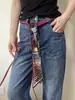 Gata Americana~Cinto Lenço de Seda Vermelha Acessórios para Mulheres Retro Hip-Hop Punk Doce e Descolada Corrente Decorativa para Cintura com Jeans
