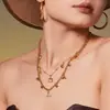 Colgante de Delfín Cangrejo Chapado en Acero Inoxidable Oro Real de 18K Serie Oceánica Cadena para Clavícula Simple Nicho para Mujeres