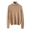 25 nuevos suéteres de cachemira de cuello alto para mujer, con cuello alto, corte holgado, material grueso, color liso simple y diseño de punto pullover