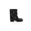 Botines cortos de moda para otoño e invierno con aumento de altura de 5 cm, elegantes con doble hebilla y tacón grueso, botín versátil de tacón apilado para mujer