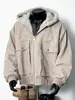 Jaqueta de Algodão Nova de Inverno Acolchoada Quente com Textura de Mármore para Homens, Casaco com Capuz Versátil Solto Águia da Montanha Tendência