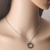 Aço Inoxidável Zircônia Cerâmica Espacial Círculo Pingente Redondo Aço Titânio Ouro Ajustável Colar Feminino Corrente Clavicular