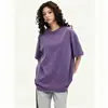 Camiseta de manga corta de algodón puro, peso pesado, estilo americano, lavada, vintage, unisex, con logo estampado, adecuada para camisetas culturales de grupo y uniformes de clase