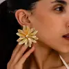 Pendiente de Flor Hueca de Moda Transfronterizo para Mujer Dubai India Nigeria Novia Pendientes de Apertura Joyería de Boda