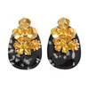 Pendientes Ovalados Geométricos de Flor de Resina Retro Europeos y Americanos, Pendientes de Estilo Palacio de Gama Alta Estilo Nicho para Mujer
