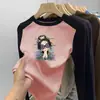 Ropa interior básica para niñas Otoño e Invierno 2026 Nuevo estilo Camiseta de manga larga de forro polar térmico para niños Bloque de color cálido Top casual para niña pequeña