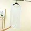 Vestido largo de verano talla grande, ropa ligera para mujer, holgado y adelgazante, vestido tipo camiseta de manga corta con cuello en V, vestido de color liso