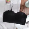 Camisola Sexy de Renda Sem Alças com Bojo, Ajustável, Respirável, Sem Costura, Estilo Francês, Lingerie da Moda