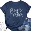 Camiseta de manga curta Dia das Mães comércio exterior nova Camiseta estampada Boy Mom feminina de manga curta Gola redonda feminina Gola redonda