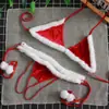 Carnaval de Natal Europeu e Americano Ano Novo Vermelho Divertido Lingerie Conjunto de Duas Peças Pijama Sexy Peludo Roupa para Gordinhas 4135