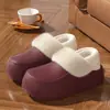 Zapatos de Algodón Impermeables para Mujer Otoño/Invierno Extraíbles para Interiores Antideslizantes para Exteriores Con Forro de Terciopelo Cálido Suela Gruesa Cubre Tacón Pantuflas de Algodón