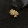 Anillo de circonita dorada antigua de estilo industrial pesado y desgastado retro para mujer, apertura ajustable, nicho, personalidad de alta gama, combina con todo, nuevo producto