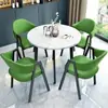 Conjunto de mesa e cadeiras para negociação loja comercial recepção reunião mesa redonda pequena área de descanso simples casual uma mesa quatro cadeiras mesa de jantar