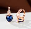 Aretes de Corazón Esmeralda con Diamantes de Zirconia Chapados en Oro Blanco para Mujer de Amazon European and American Jewelry
