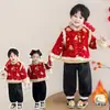 Roupa de Aniversário de Inverno 2026 para Crianças Hanfu, Estilo Chinês Tradicional Festiva de Ano Novo Traje Tang Espesso para Bebês