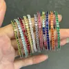 Pulsera de Plata 925 Europea y Americana Transfronteriza Moda Femenina Color Todas las Combinaciones Cadena de Tenis para Niñas Zirconia Incrustada Plata Joyería de Mano 3MM