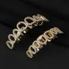 Ortodoncia Europea y Americana Estilo Hip-Hop con Dientes Completamente Diamantados en Oro y Plata con Circonita Microincrustada, Joyería Dental Hueca Ajustable, Moda Callejera
