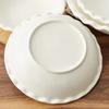 Tazón hondo de cerámica blanca pura para sopa para hotel, tazón de cerámica al por mayor, tazón de sopa de porcelana blanca con forma de encaje Sun Bowl