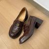 Mocassins Femininos Petite Camélia 2026 Outono Bico Redondo Estilo College Britânico Sapatos de Couro com Salto Bloco, Couro Macio, Solas Grossas