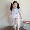 Traje de Verano para Niñas 2025 Nueva Moda Callejera para Niñas Ropa Infantil Bebé Niña Verano Súper Bonito Sirena Conjunto de Dos Piezas