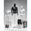 Mannequin Masculino de Meio Corpo Mannequin Preto e Branco para Vitrine de Loja de Roupas Masculinas Adereços Suporte de Exibição de Modelo de Corpo Inteiro