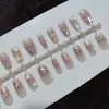 Uñas Portátiles 30 Piezas Enteras T091 Corazón Burbuja Escalera Corta Niña Estudiante Deseo Puro Manicura Dulce de Gama Alta