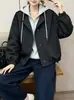 Chaqueta con capucha de estilo coreano suelta, casual, versátil, para mujer, con diseño único y aspecto juvenil, para Primavera y Otoño 2026