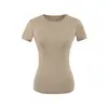 8701-26 Camiseta Pulôver Manga Curta com Toque Nude Básico, Estilo Coreano de Verão Slim Fit, Gola Redonda Pequena, Limpeza Facial