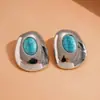 Pendientes de Botón Ovalados Exagerados de Resina Simple Transfronterizos Europeos y Americanos Diseño de Nicho Pendientes de Moda Lujo Ligero Sensación de Alta Gama Adornos para Orejas para Mujeres