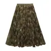 Saia Floral Feiyuan Estilo Floresta Retrô com Barra Larga para Mulheres, Nova Saia Midi Estampada Fresca Justa para Viagem de Férias na Primavera e Verão