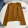 Cardigan de Design Estilo Coreano com Botões, Decote V, Manga Longa 2026 Novo Slim-Fit Ombro Normal Emagrecedor Top de Primavera Camiseta