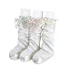 Calcetines de Verano para Niños, Calcetines de Malla con Lazo para Niñas, Calcetines Finos de Encaje hasta la Pantorrilla, Calcetines Dulces de Princesa de Media Pantorrilla