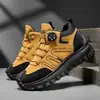 Sapatos masculinos de sola grossa com botões giratórios, sapatos de trilha outdoor estilosos, sapatos de trabalho casuais versáteis, macios, confortáveis e funcionais