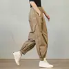 Macacão Solto Feminino Outono e Verão Novo Solto Estilo Coreano Casual Calça Harlan para Gordinhas Cintura e Perna Soltas Bloomers