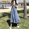 Falda Faldas Largas para Mujer 2025 Nueva Primavera y Verano Falda Midi de Mezclilla Falda Plisada de Cintura Alta Falda de Línea A tipo Paraguas