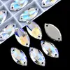 Accesorios de Diamante Irregulares Cosidos a Mano con Borde Biselado de Vidrio Marquise Hebilla Plana Galvanizada Fondo Plano Artículos Creativos para Decoración de Zapatos, Sombreros y Ropa DIY