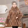 Abrigo de Invierno para Abuela Algodón y Engrosamiento Mamá Piel Sintética 6080-años Suegra Señora Mayor Polar de Visón Parte Superior