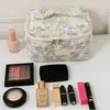 Bolsa de Maquiagem Transfronteiriça Novo Estilo Fresca e Fofa, Bolsa de Armazenamento Portátil de Algodão Fofa, Necessaire Floral de Nicho Fofa