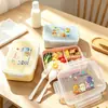 Lonchera para bebé de tres compartimentos de plástico con cierre a presión lonchera infantil recipiente para salsa lonchera bento