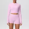 Shorts Deportivos Ajustados de Cintura Alta Levanta Glúteos Chaqueta Exterior con Cremallera Ropa de Yoga Casual 'Naked' Ropa para Correr y Fitness Traje